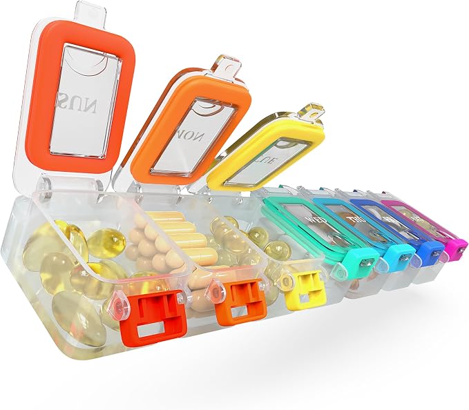 Weekly Pill Organizer 1 time a Day – Pill Box 7 Day by BEXEEN