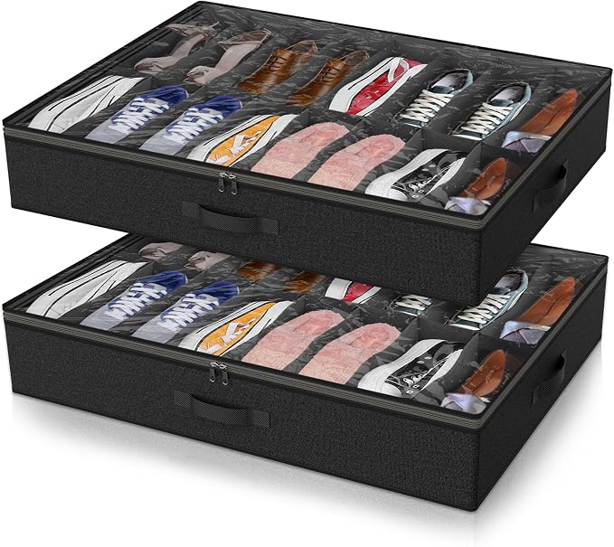 2 Pack Under Bed Shoe Storage Organizer by Besslly