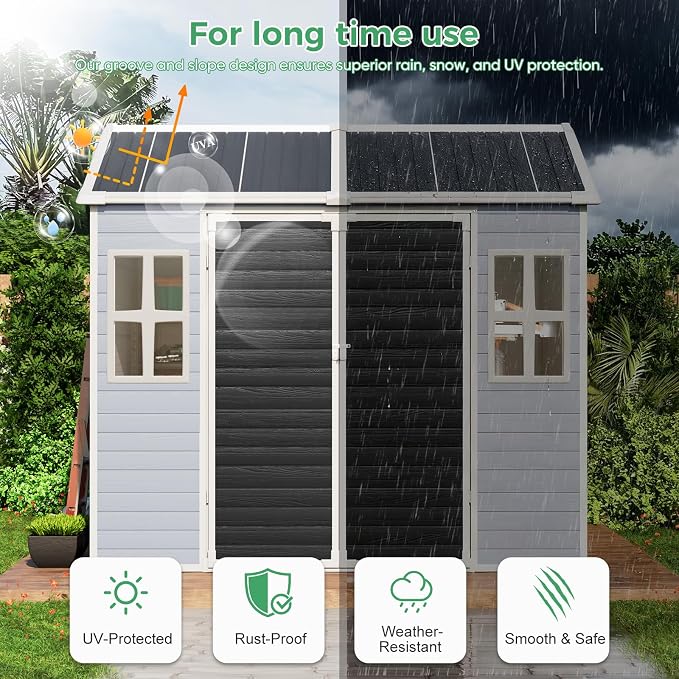 6x8 FT Plastic Storage Sheds Outdoor - Image 3