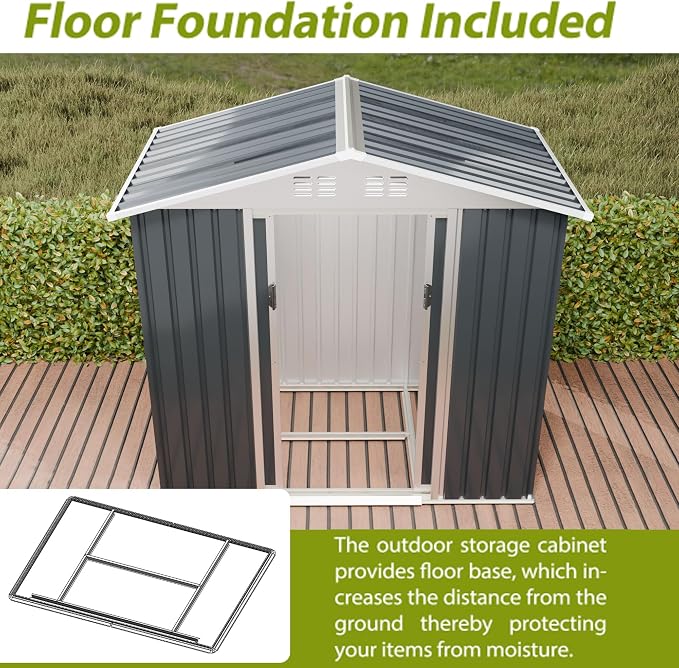 6FT x 4FT Outdoor Sheds Storage Anti-Corrosion Utility Tool House - Image 2