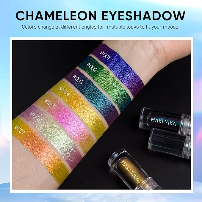 MAKI YIKA Glitter Eyeshadow Silver Multichrome Eyeshadows Long Lasting - Image 6