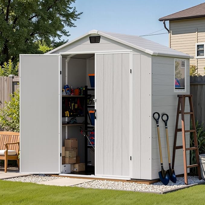 Patiowell 6X4 FT Outdoor Storage Shed, Plastic Tool Sheds - Image 2