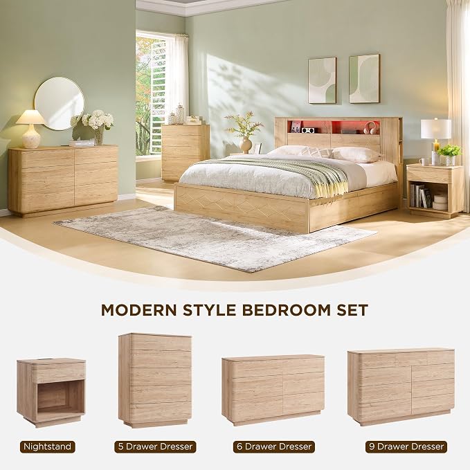 ACCOHOHO Modern 5 Drawer Dresser - Image 3