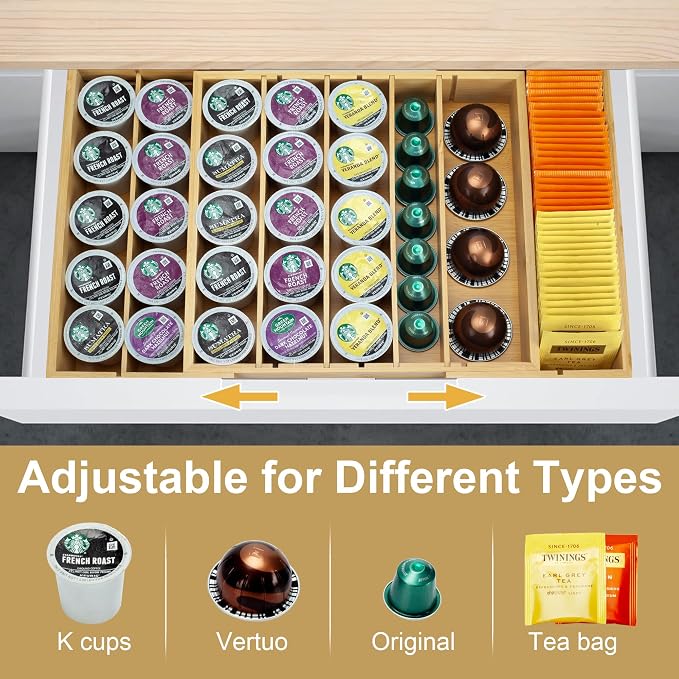 MinBoo Bamboo K Cup Holder for Drawer or Countertop Coffee Pod Holder - Image 4