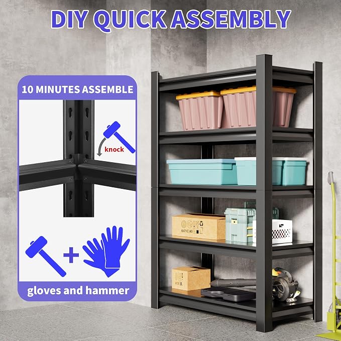 Garage Shelving Unit 24" D x 48" W x 72" H Heavy Duty Storage Shelves Easy - Image 5