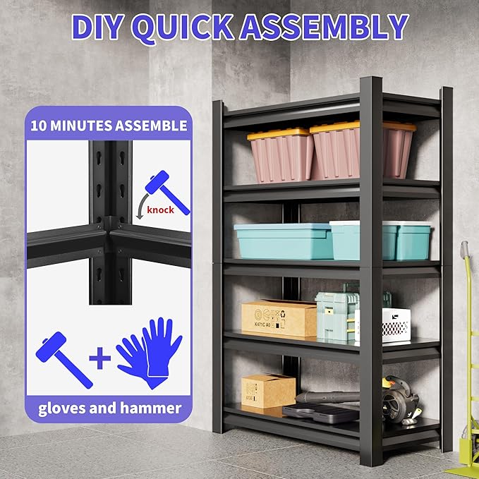 2 Sets Garage Shelving Unit 24" D x 48" W x 87" H Heavy Duty Storage Shelves - Image 5