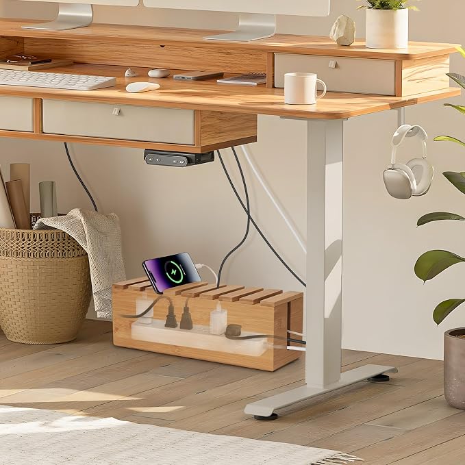 Extra Large Cable Management Box, Bamboo Cable Organizer Storage and Power - Image 7
