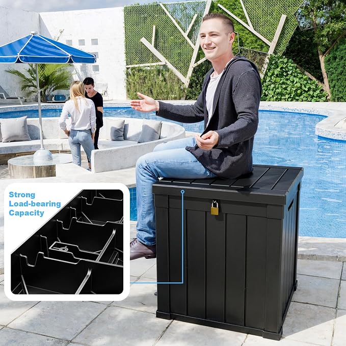 50 Gallon Resin Deck Box, Lockable Outdoor Storage Box - Image 6