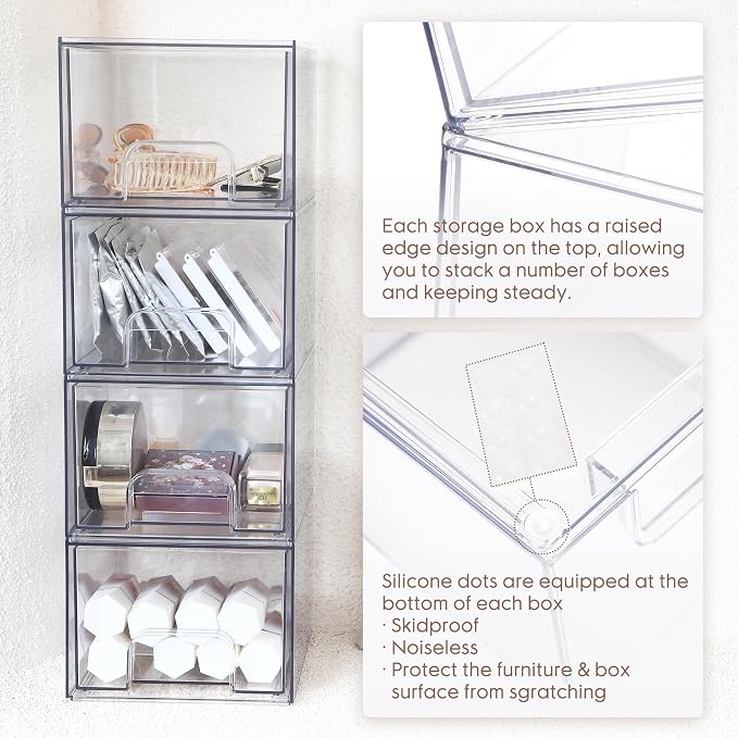 Sea Team 4-Pack Clear Makeup Organizer - Image 4