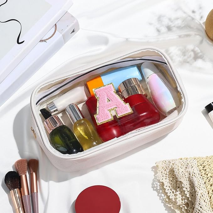 YOOLIFE Initial Makeup Bag Travel Toiletry Bag Clear Makeup Bag Preppy Cosmetic - Image 8