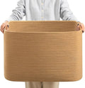 danpinera Large Blanket Basket for Living Room, 72 L Woven Cotton Rope Baskets by danpinera