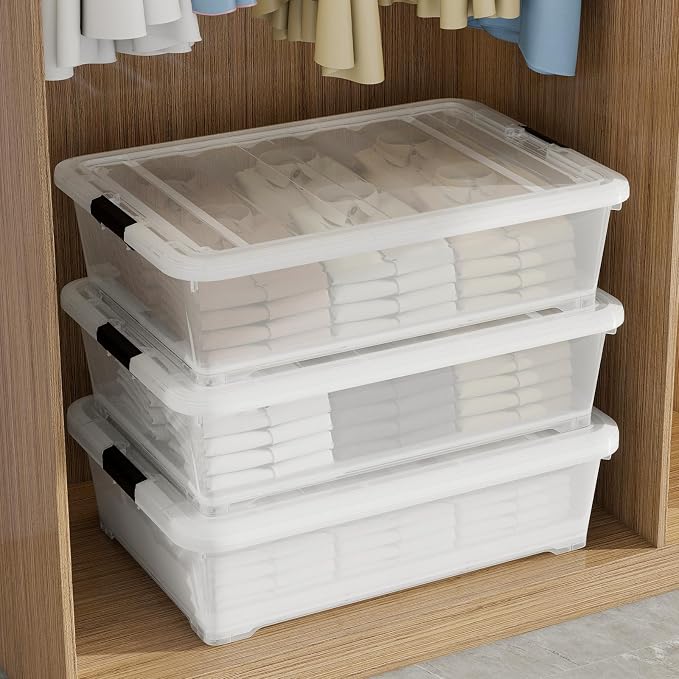 3 Packs 50 QT Plastic Under Bed Storage Bins - Image 7