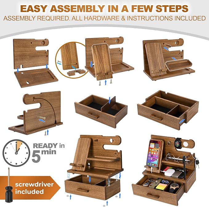 TESLYAR Wood Phone Docking Station - Image 7