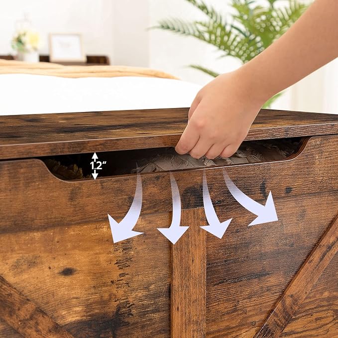 HOOBRO Storage Bench, 29.5” Retro Wooden Storage Chest - Image 8
