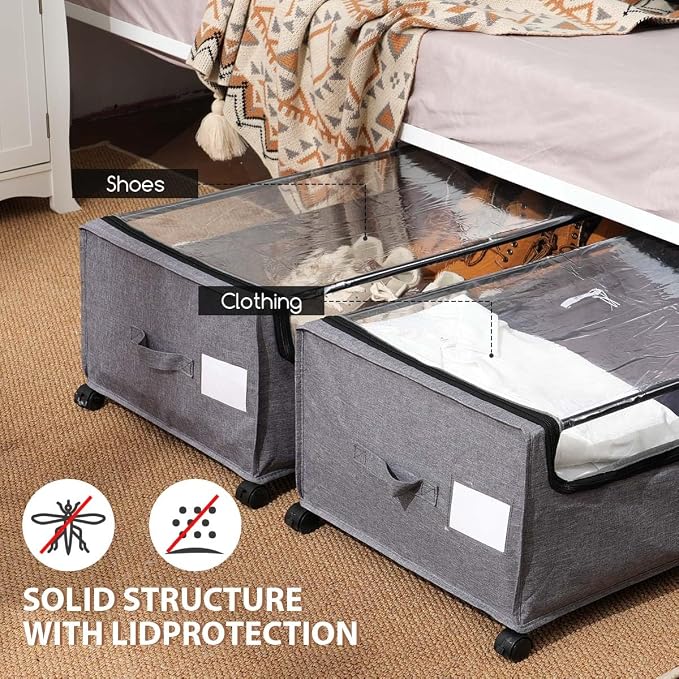 Under Bed Storage with Wheels, Under Bed Storage Containers, Underbed Shoe - Image 4