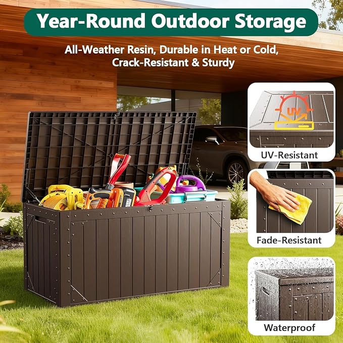 100 Gallon Outdoor Storage Box, Weatherproof Deck Box - Image 5