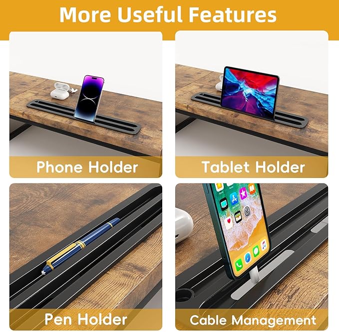 Dual Monitor Stand Riser with 2 Drawers - Image 5