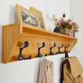 SKOLOO Wall Shelf with Hooks, 35-Inch Brown Coat Rack Wall Mount with Shelf by SKOLOO