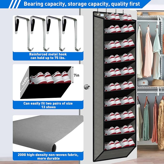 [Improve Over The Door Shoe Organizer, Extra Large 10 Tiers, Over Door Shoe - Image 3