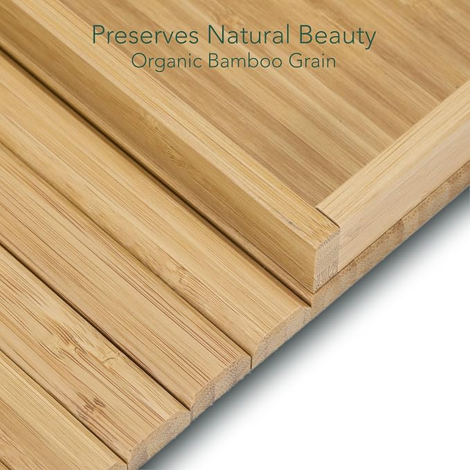 DETOR Couch Tray with Spacious 12.4" x 5.4" Storage Box, Natrual Bamboo Finish - Image 3