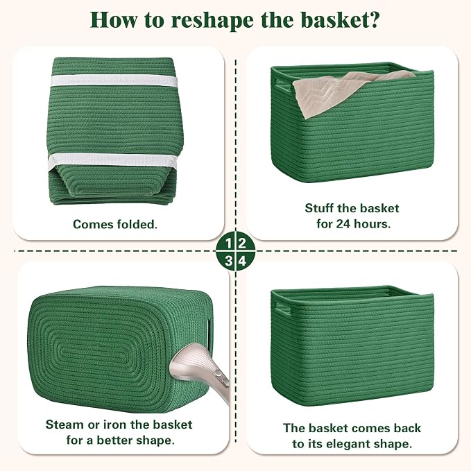 Storage Baskets for Organizing, 4 Pack Storage Baskets for Shelves, Woven - Image 8