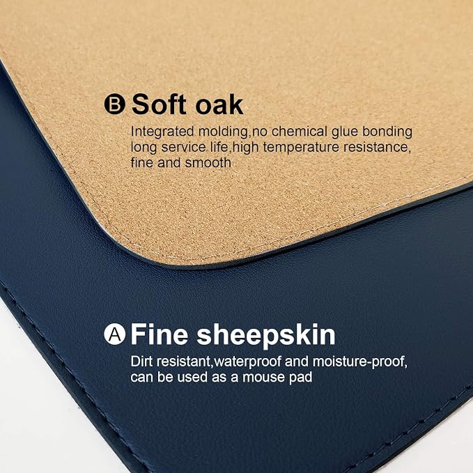 DAWNTREES Dual Sided Desk Mat, 47.2''x23.6'', Cork Desk Mat Protector, 120x60cm - Image 4