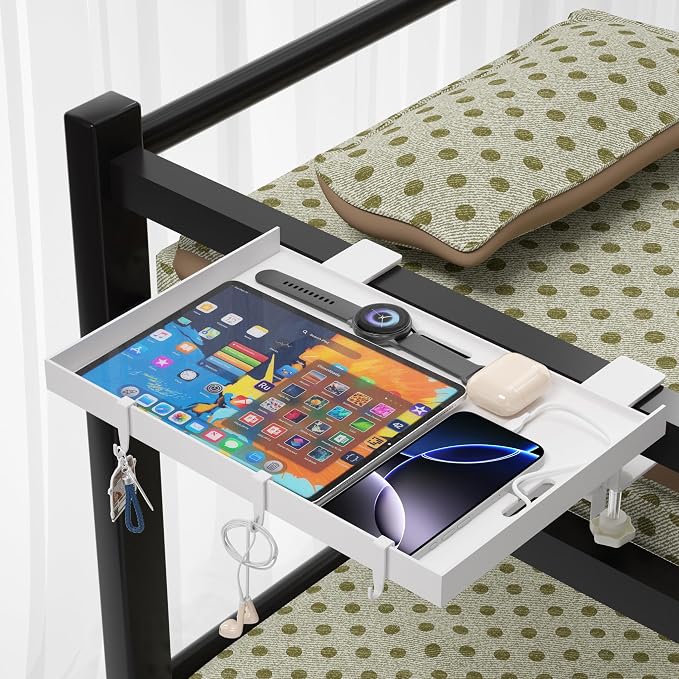 Foldable Bedside Shelf, Metal Clip-On Bed Tray Table - Image 7