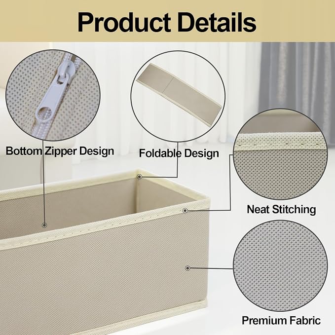 16 Pcs Drawer Organizer, Fabric Closet Organizer and Storage Baskets, Foldable - Image 6
