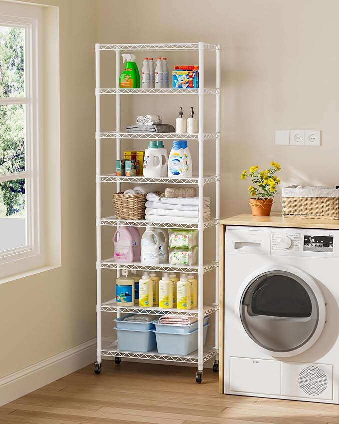 8 Tier Shelves Storage Shelf Wire Closet Bathroom Organizers Metal Pantry - Image 5