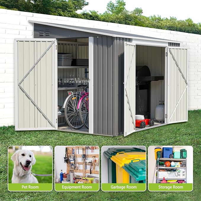 6x8FT Lean to Sheds Metal Outdoor Storage Shed - Image 7