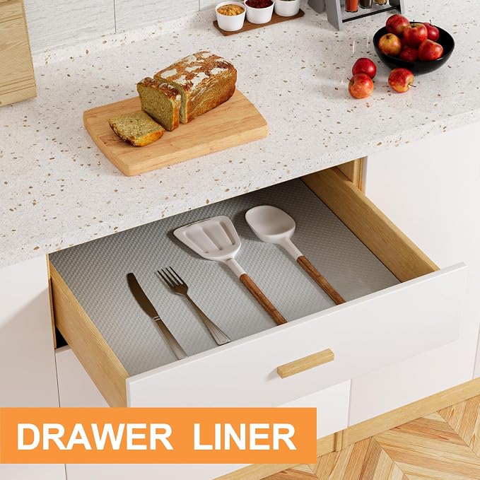 Cabinet Shelf Liner 17.7-inch Wide: Waterproof Kitchen Cabinets Liners Light - Image 3