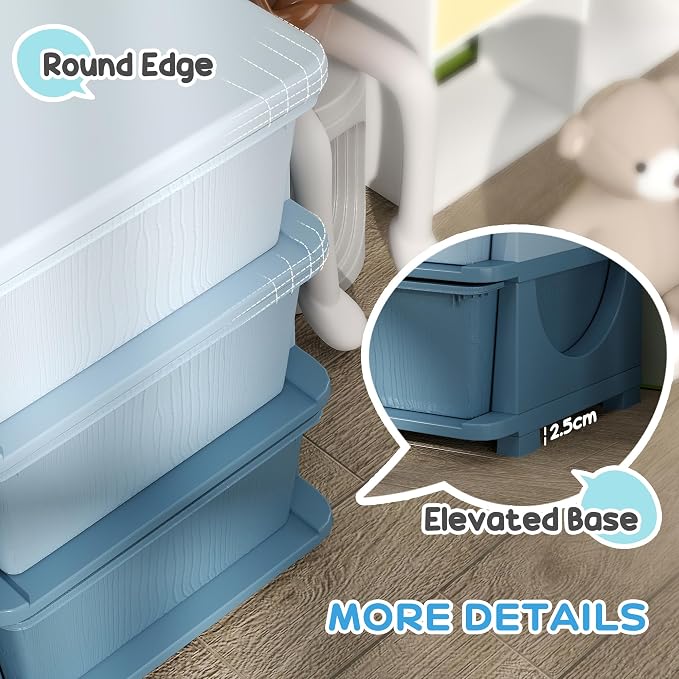 Qaba 3 Tier Kids Storage Unit, 6 Drawer Chest Toy Organizer Plastic Bins - Image 7