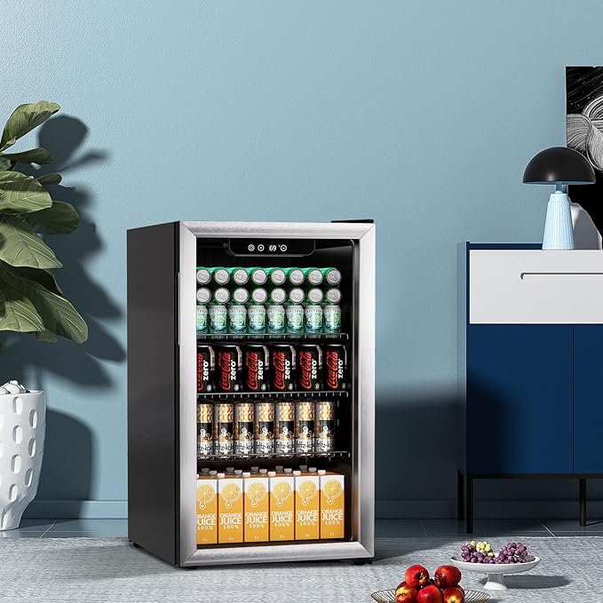 Beverage Refrigerator Cooler, 105 Can Mini Fridge Glass Door - Image 6
