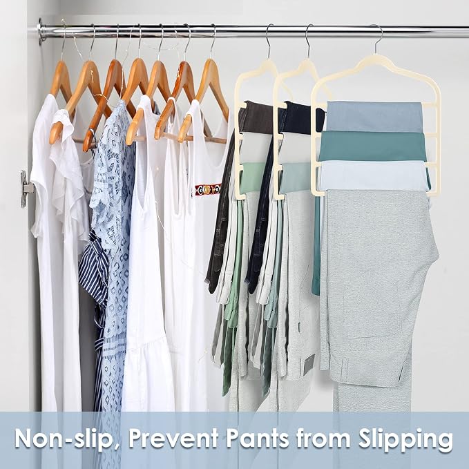 Velvet Hangers Space Saving Non Slip Pant Velvet Hangers, DUDUCOFU 8 Pack Beige - Image 7