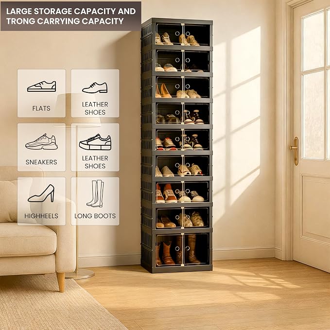 Foldable Shoe Organizer Storage Box, Portable Extra Large Folding Shoe Rack - Image 5