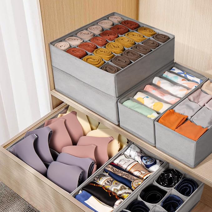 Criusia 16 Pack Sock Underwear Drawer Organizer, 96 Cells Dresser Organizer - Image 5
