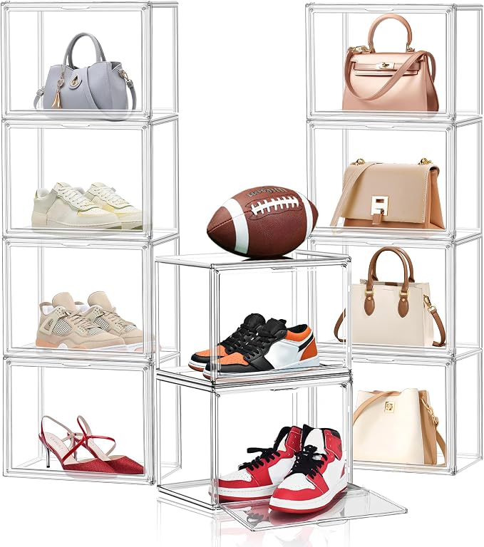 10 Pack Clear Thicken Sturdy Shoe Storage Organizer by EDSFAM