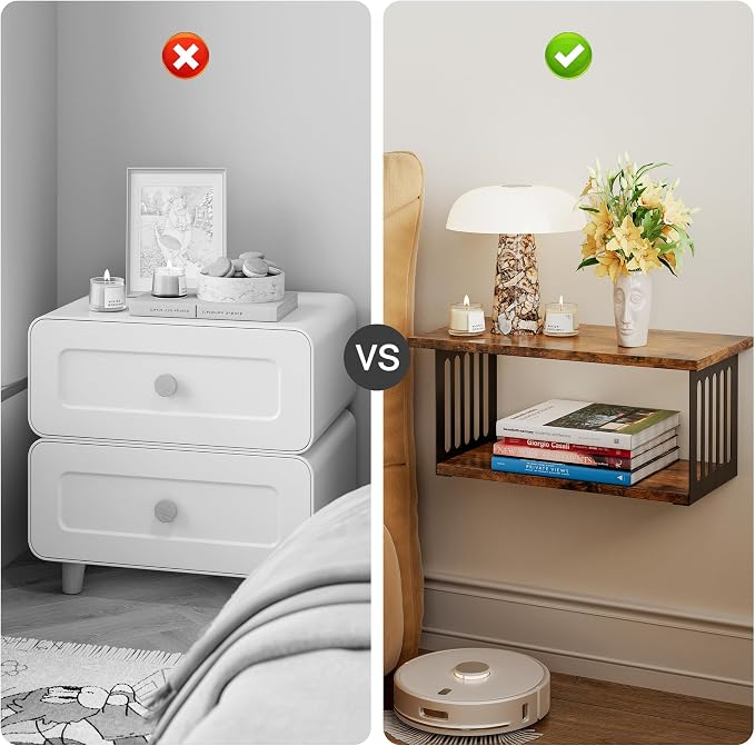 Floating Nightstand Set of 2, 2-Tier Floating Shelves Wall Mounted, Floating - Image 6