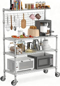 Leteuke Bakers Rack with Storage & Wheels, 42 Inch Microwave Stand Kitchen by Leteuke
