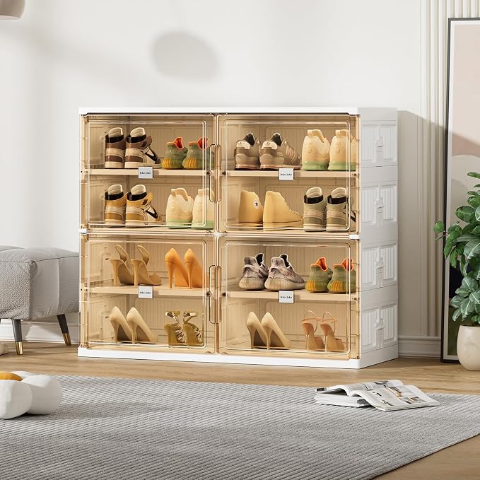 JEKO&JEKO 4 Tiers Foldable Shoe Rack Organizer Cabinet - Image 2
