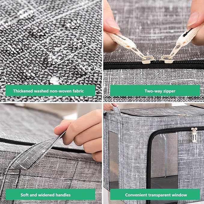 Clothes Organizer, Space-Saving Design, 50×40×33cm, 66L Waterproof Stackable Bag - Image 6