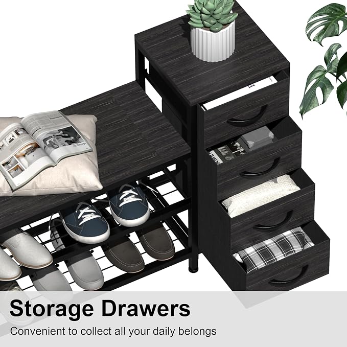 EXOTICA 3 Tier Entryway Bench Shoe Storage Bench - Image 4