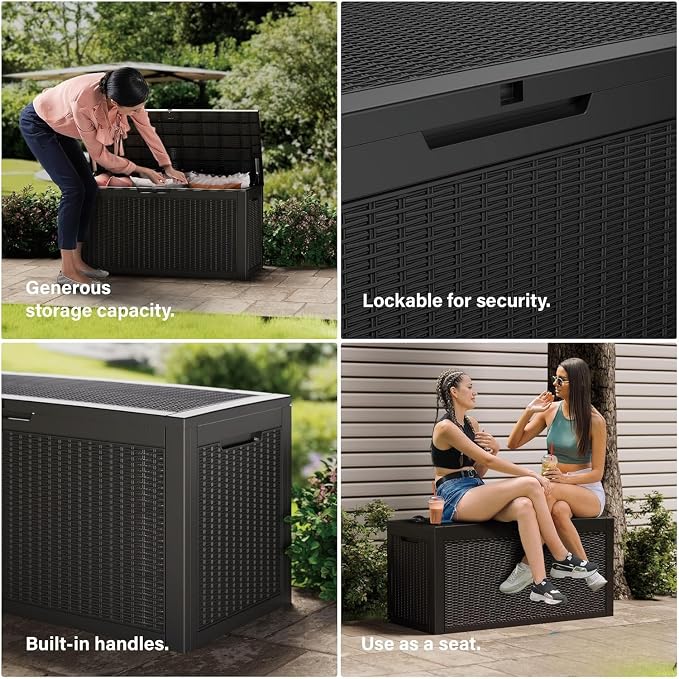 200 Gallon Resin Deck Box, Waterproof Outdoor Storage Box - Image 8