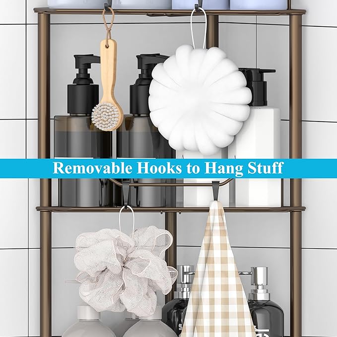5 Tier Floor Standing Corner Shower Caddy Organizer Shelf - Image 6