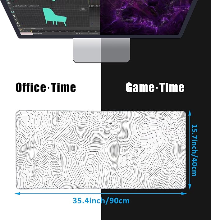 Mouse Pad, Topographic Line Desk Mat - Image 2