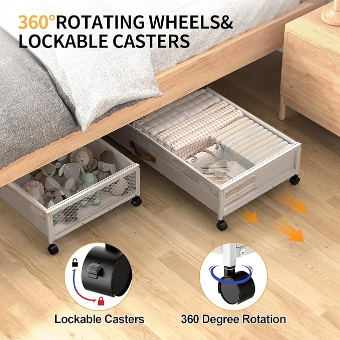 Under Bed Storage with Wheels, XXXL Larger Under Bed Storage Containers with - Image 3