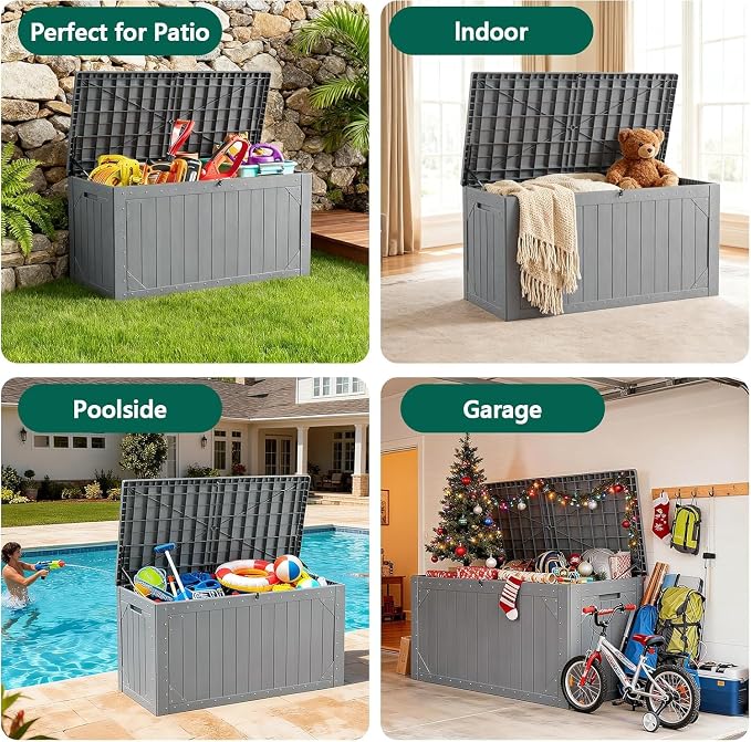 100 Gallon Outdoor Storage Box, Weatherproof Deck Box - Image 2