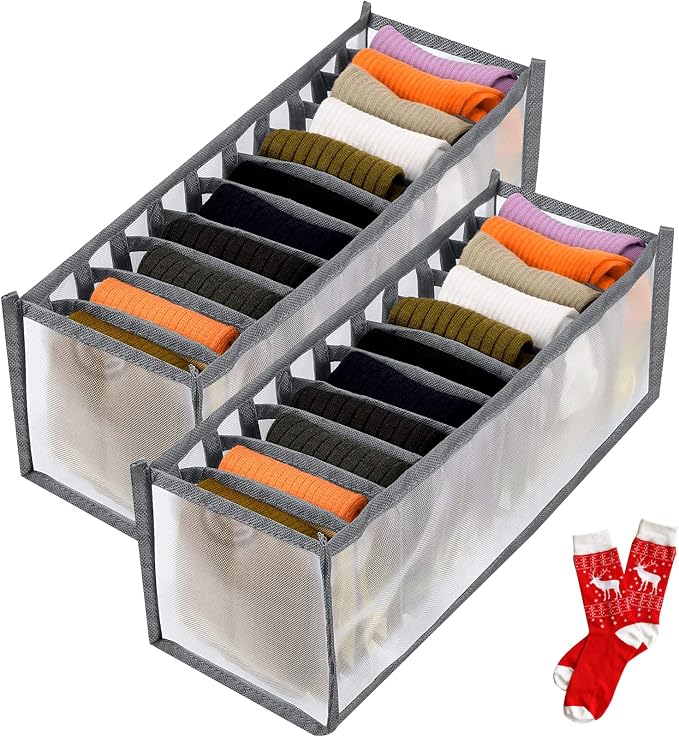 TOOVREN Socks Organizer 2 Pack, sock drawer organizer, sock drawer organizer by TOOVREN