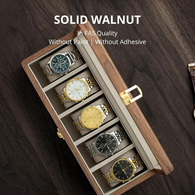 muso wood Watch Display Box, 5 Slot Watch Case - Image 2