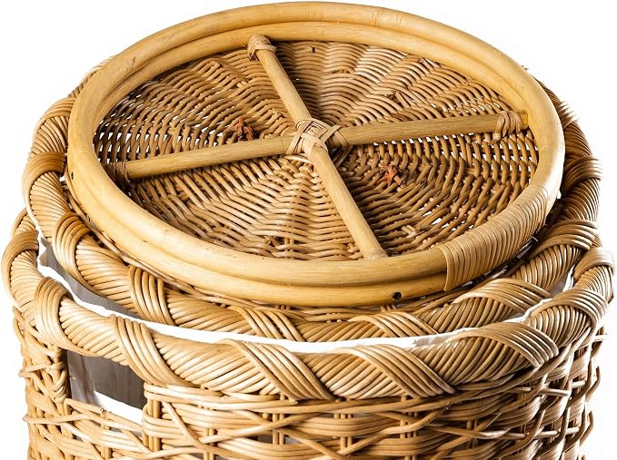 The Basket Lady Round Wicker Laundry Hamper, 19 in Dia x 25 in H - Image 5
